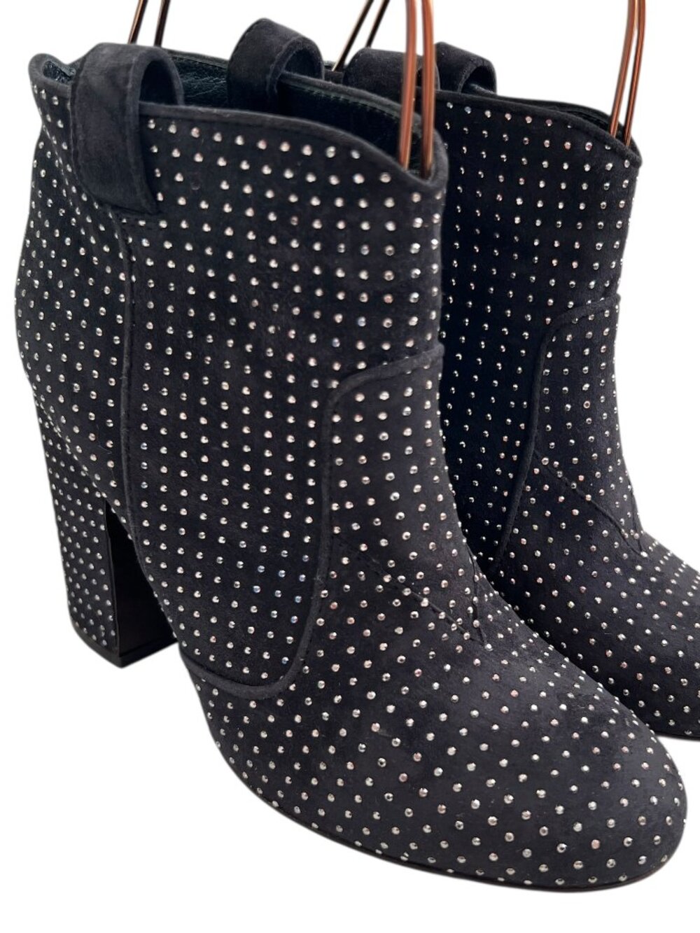 Laurence Dacade boots Pete dark gray suede studded high block heel 36.5 5.5